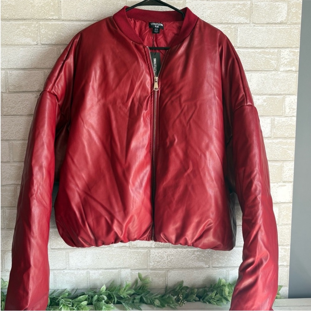 Women's Red faux Leather Jacket woman’s Plus size 18 
Pretty Little Thing Plus